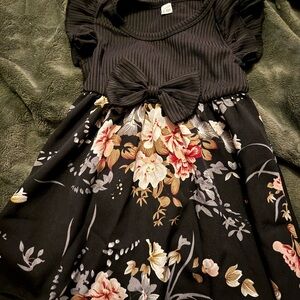 Elegant Black Floral Kids Dress